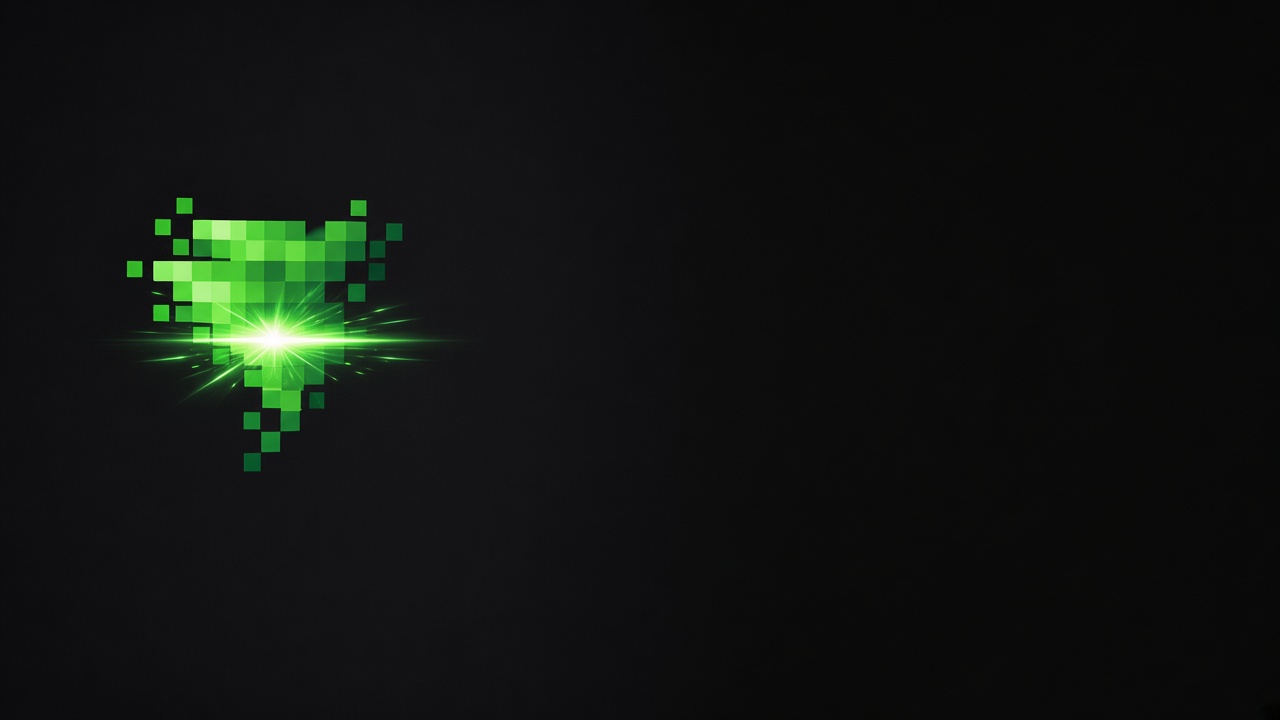 Pixel emerald tornado on black for the DeepSeek V4.1 Flash review-fleet post